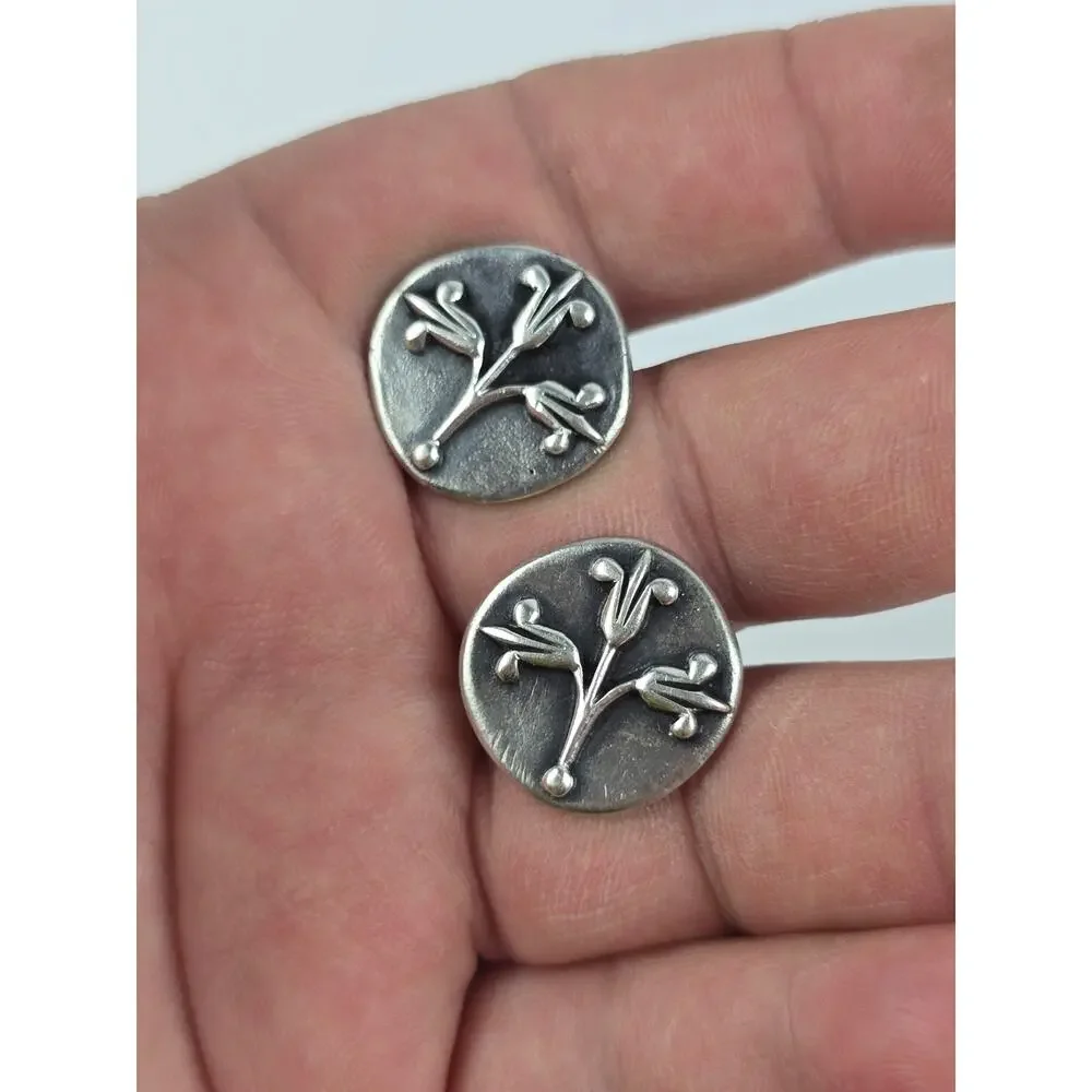 Vintage James Avery Retired Sterling Silver leaf Sprig Cufflinks Nice condition
